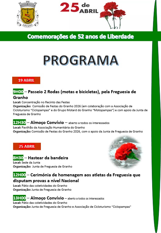 Comemorações 25 de Abril